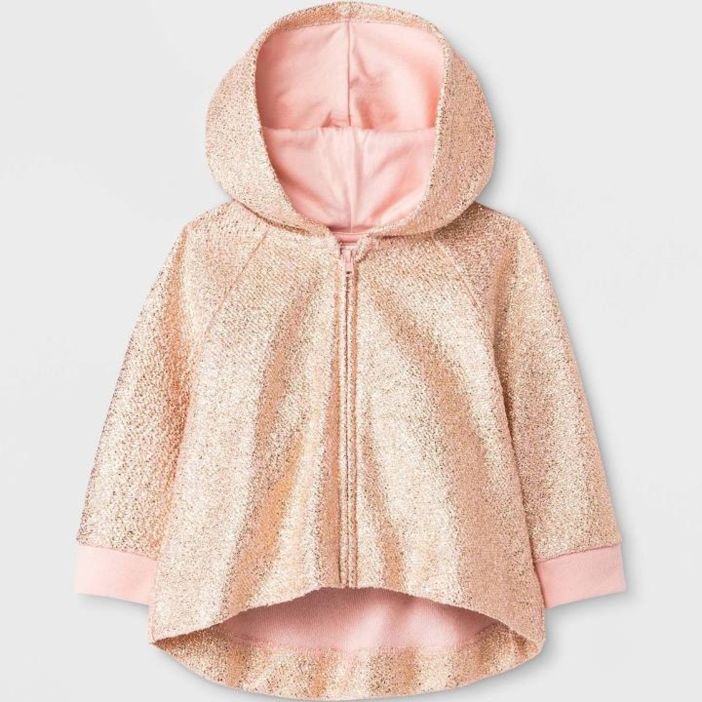 Cat & Jack' Glitter Hoodie Peach 0-3m, Pink